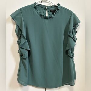 Dynamite Teal Ruffle Sleeve Blouse
